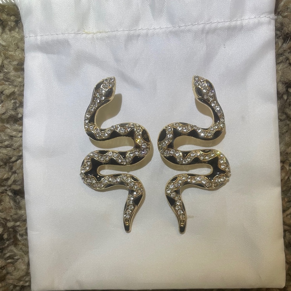 Black and gold Snake earrings